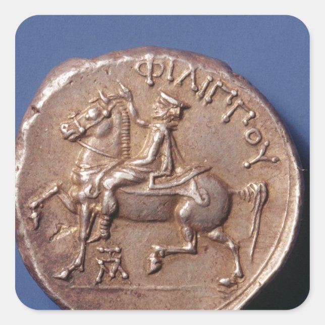 Silbermünze von Philip II. von Mazedonien Quadratischer Aufkleber (Vorderseite)
