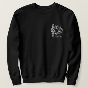Silbermusik in ovaler Form Stickerei Besticktes Sweatshirt