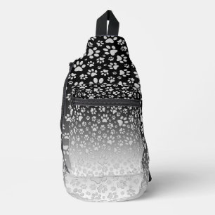 Silbermuster-Pfoten auf Farbverlaufshintergrund Crossbody Bag