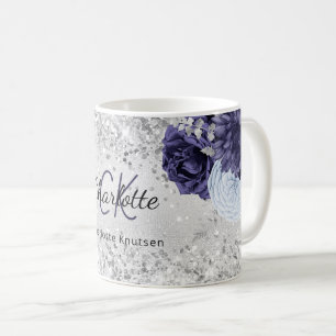 Silbernaveblasblauer Blütenblattmuster, eleganter  Kaffeetasse