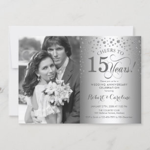 Silberne 15. Hochzeitstag-Erinnerung mit Foto Einladung