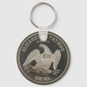 Silberne 1865 Dollar Hochzeit oder Jahrestag Schlüsselanhänger