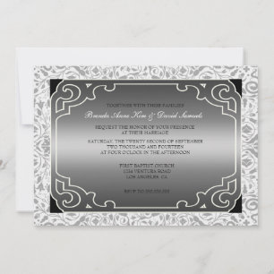 Silberne 1920er Jahre Art-Déco-Hochzeit Einladung