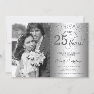 Silberne 25. Hochzeitstag mit Foto Einladung