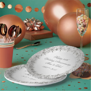 Silberne 25-jährige Jubiläumszeitung geblüht Pappteller