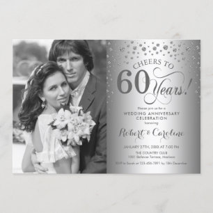 Silberne 60. Hochzeitstag mit Foto Einladung