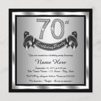 Silberne 70. Geburtstagsparty Einladung