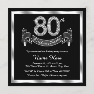 Silberne 80. Geburtstagsparty Einladung