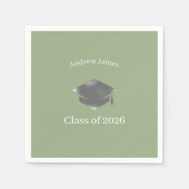 Silberne Abschlussmütze -Abschlussjahrgang 2026= N Serviette