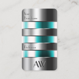 Silberne Aquamarine Glasgrabbriefe mit Monogramm Visitenkarte
