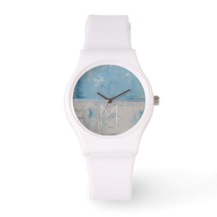 Silberne Aura des Monogramm-  Armbanduhr