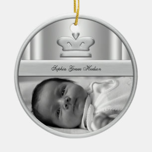 Silberne Baby-Mädchen-Foto-Verzierung Keramikornament