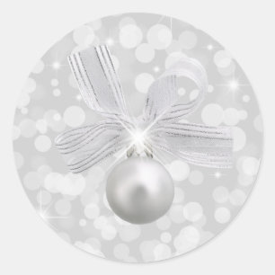 Silberne Bell-Weihnachtsaufkleber Runder Aufkleber