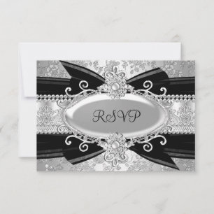 Silberne Black Rose & Jewel 25. Jubiläums-RSVP RSVP Karte