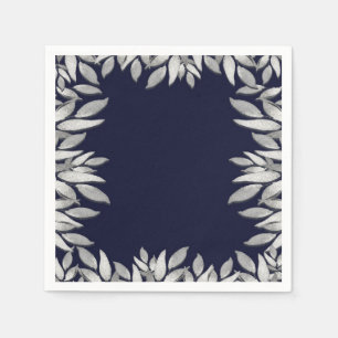 Silberne Blätter Botanisches glänzendes blaues Ros Serviette