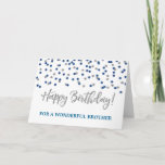 Silberne blaue Confetti-Bruder-Geburtstags-Karte Karte<br><div class="desc">Geburtstagskarte für Bruder mit Silber und blauem modernem Glitter Confettimuster. Merken Sie bitte Glittereffekt ist nur photographischer Effekt.</div>