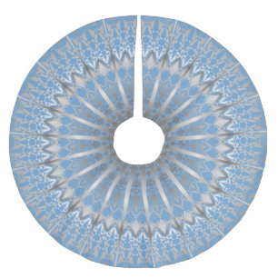 Silberne blaue Mandala Polyester Weihnachtsbaumdecke