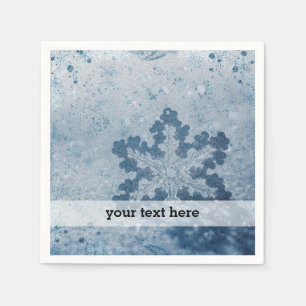 Silberne blaue Schneeflocken Serviette