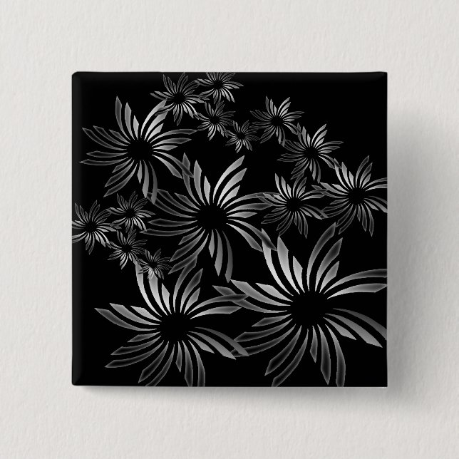 Silberne Blume Button (Vorderseite)