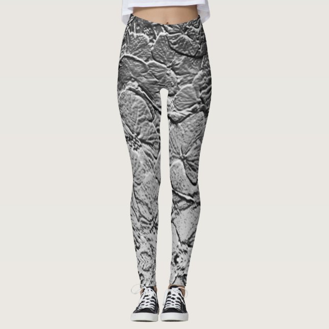 Silberne Blume Leggings (Vorderseite)