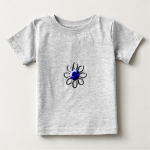 Silberne Blume mit blauem Stein Baby T-shirt