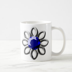 Silberne Blume mit blauem Stein Kaffeetasse