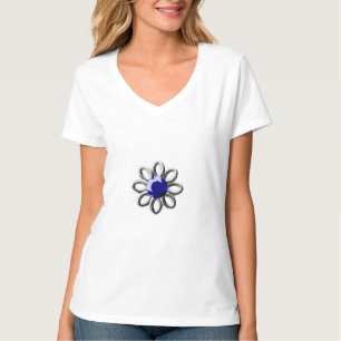 Silberne Blume mit blauem Stein T-Shirt