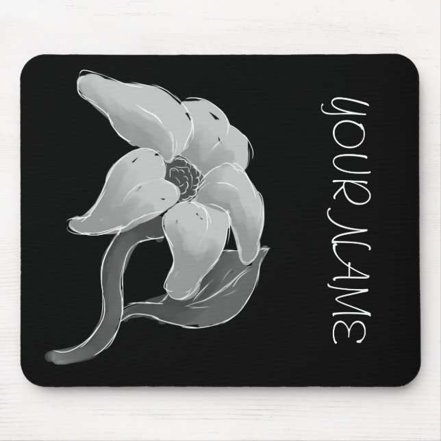 Silberne Blume Mousepad (Vorne)