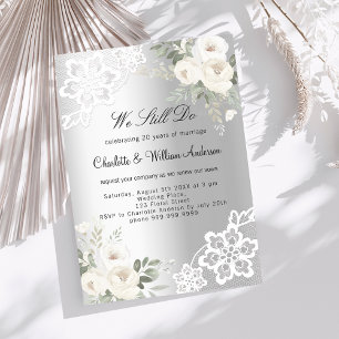 Silberne Blumen Luxus-Gelübde Erneuerung Hochzeit Einladung