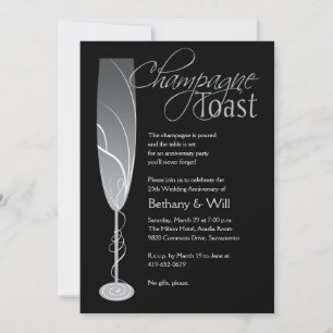 Silberne Champagner-Toast-Einladung Einladung