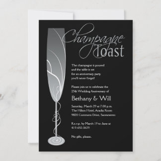 Silberne Champagner-Toast-Einladung Einladung
