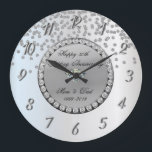 Silberne Diamant-25. Hochzeitstag Große Wanduhr<br><div class="desc">Elegante silberne Diamant-Hochzeitstaguhr.</div>