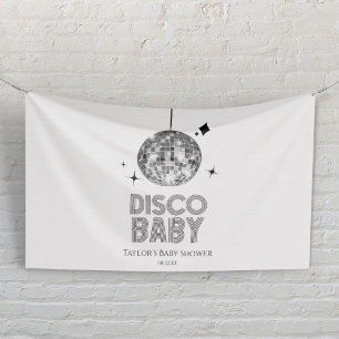 Silberne Disco-Kugel 'Disco Baby' Baby Shower Banner