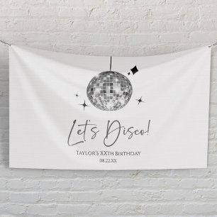 Silberne Disco-Kugel Lass uns Disco-Geburtstagsfei Banner