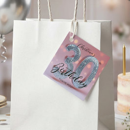 Silberne Diskokugel 30. Geburtstag Rosa Glitter Gl Geschenkanhänger