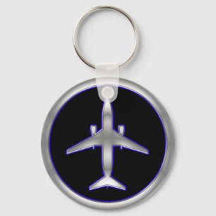 Silberne Düsenflugzeug Schlüsselanhänger