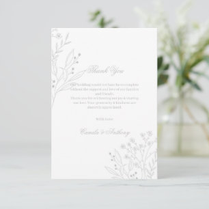 Silberne Ecke Floral Boho Hochzeit Dankeskarte