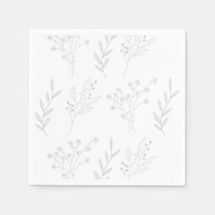 Silberne Ecke Floral Boho Hochzeit Serviette