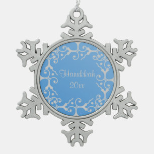 Silberne Eleganz-blaue Chanukka-Schneeflocke Schneeflocken Zinn-Ornament