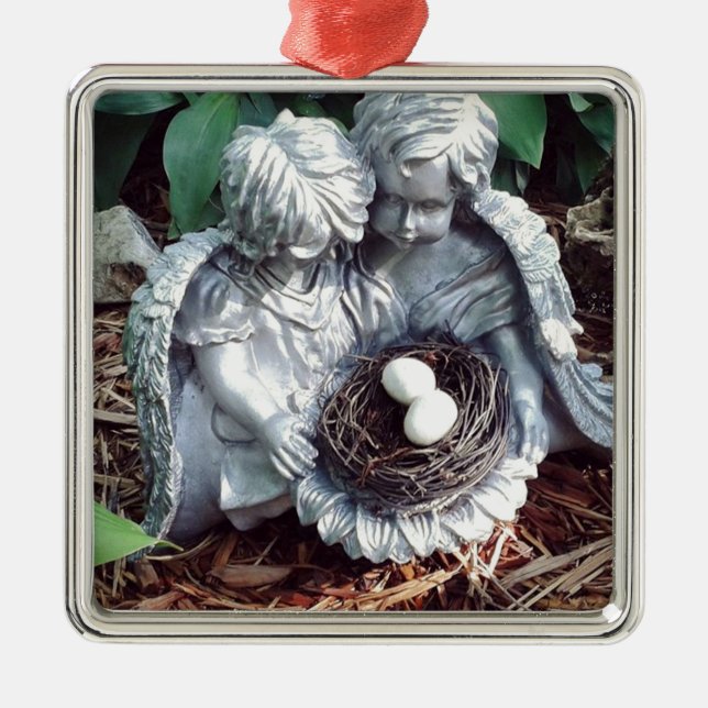 Silberne Engel Ornament Aus Metall (Vorne)