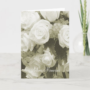 Silberne Erinnerungen Sepia-Rosen Jubiläumskarte Karte