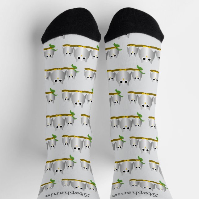 Silberne Eulen Design Personalisiert Socken (Oben)