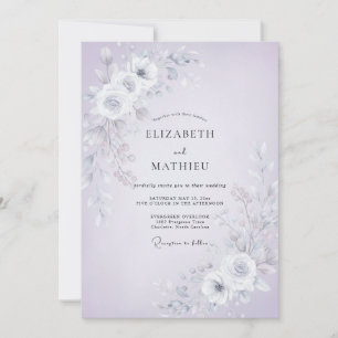 Silberne Fliederlaub-Eukalyptus-Hochzeit Einladung