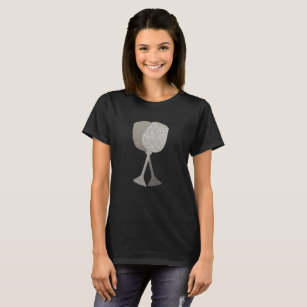 Silberne Folien-Glitzer-Schein-Wein-Gläser Trendy T-Shirt