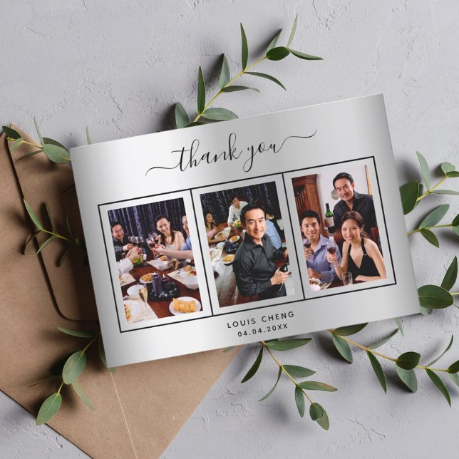 Silberne Foto Drehbuch Typ Männer Dankeskarte (Von Creator hochgeladen)