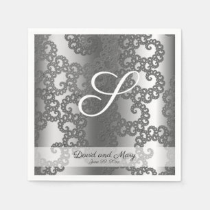 Silberne Fraktal-Hochzeitsserviette Serviette