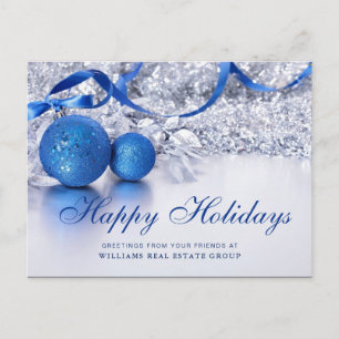 Silberne funkelnde Weihnachtskugeln Corporate-Gruß Postkarte
