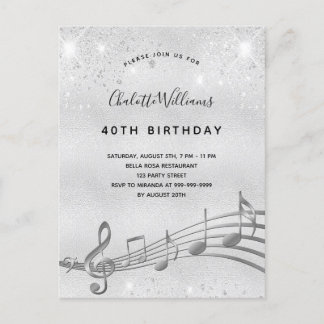 Silberne Geburtstage - Musiknoten 40. Einladung