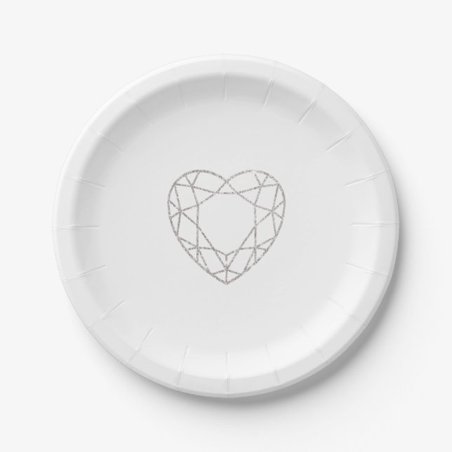 Silberne geometrische Hochzeitsplatte Pappteller (Vorderseite)