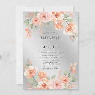 Silberne Glänzende Rosenhochzeit Einladung